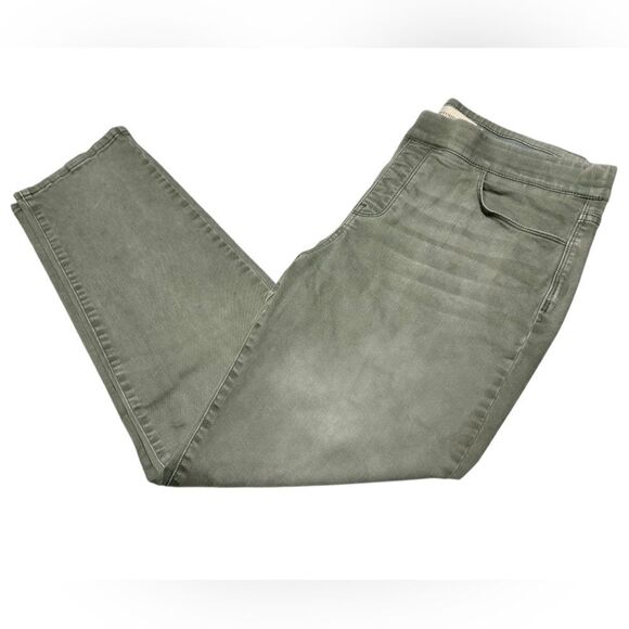 Soft Surroundings Green Gray Slip on Cropped Skinny Jeans Comfy Ankle Pants - Picture 1 of 9